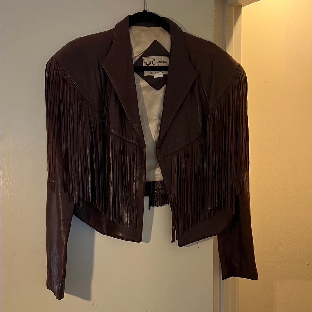 Continental Dark Brown Leather Jacket with Fringe